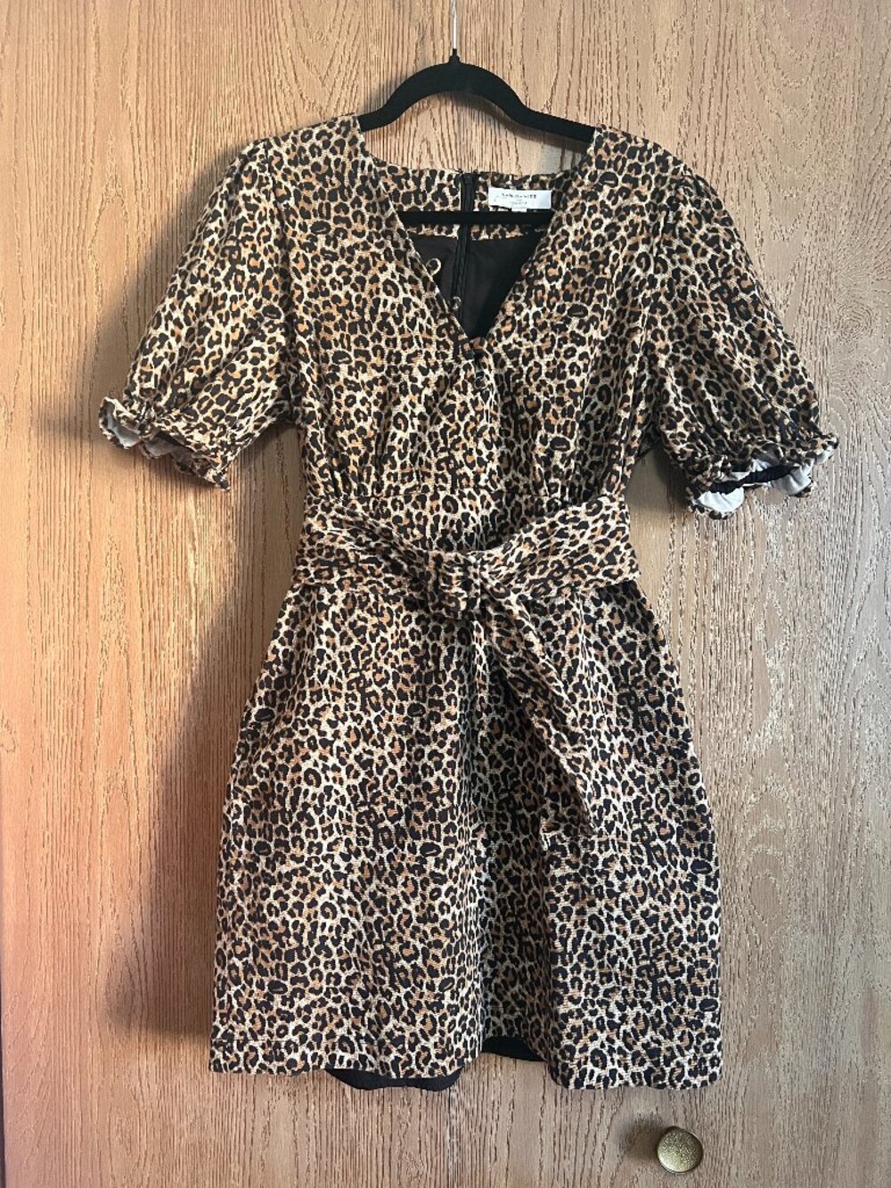 Marissa Webb Carly Leopard Print Belted Mini Dress Size 12